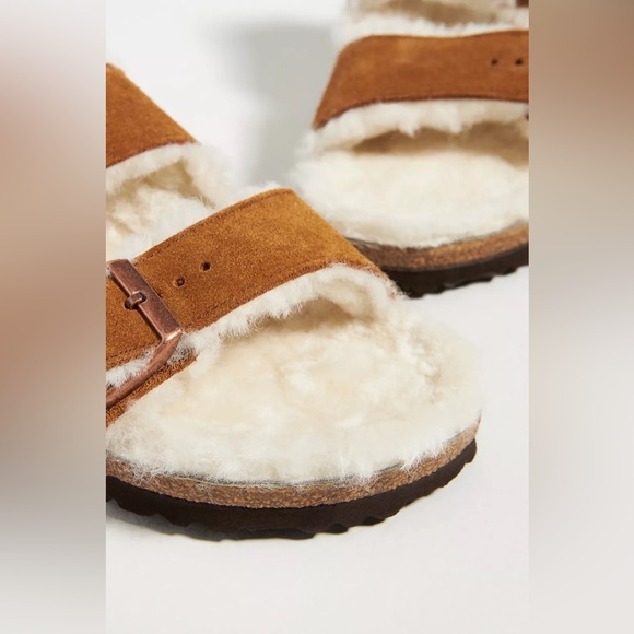 🤎BIRKENSTOCK ARIZONA SHEARLING SANDALS MINK 38 EU 7 US 40 EU 9 US - Picture 3 of 10